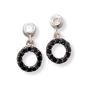Black and Clear CZ Mini Circle Dangles